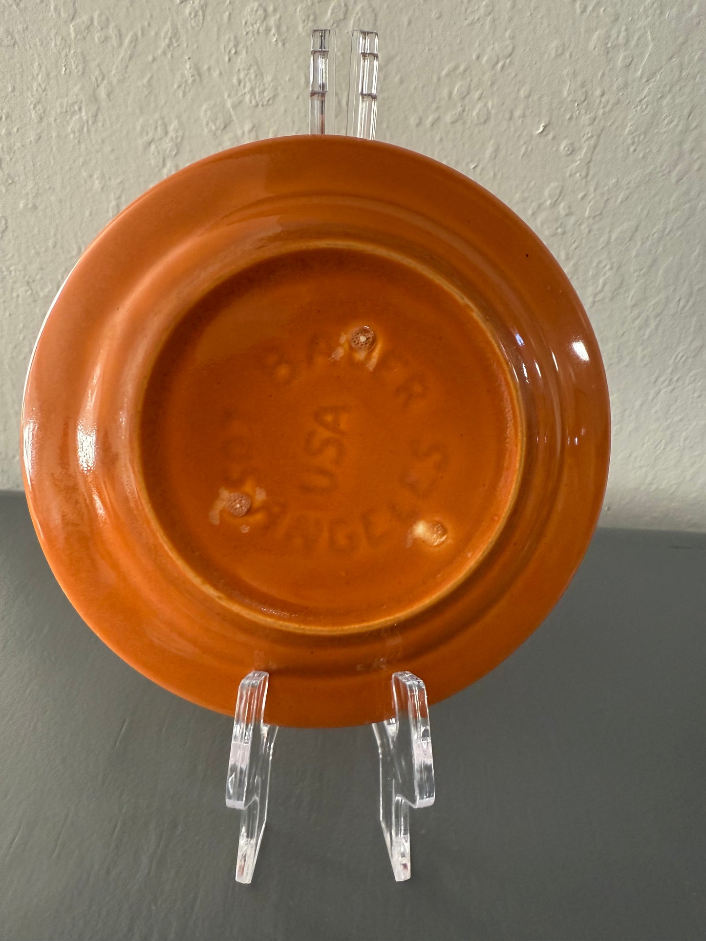Vintage Bauer Pottery of Los Angeles Orange Glazed Dessert Plate