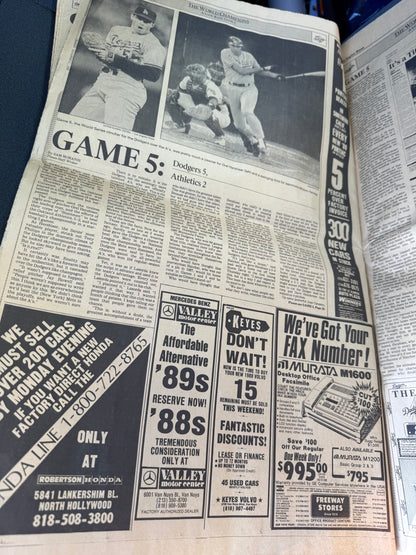 LA Times 1988 Recap of the Dodgers World Series Win (26 pages)
