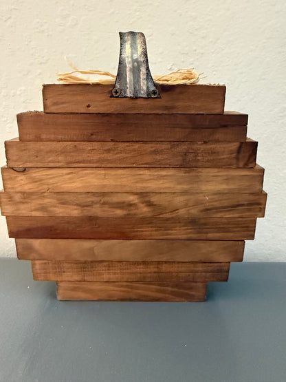 Rustic Farmhouse Wood Pumpkin Shaped "Autumn Leaves & Pumpkin Please"