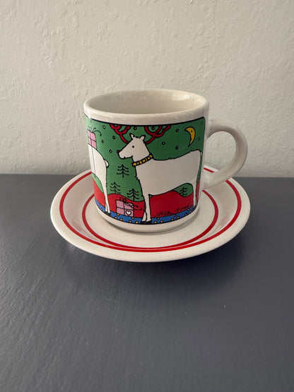 Vintage Houze Alan Wood Christmas Mug with a Saucer