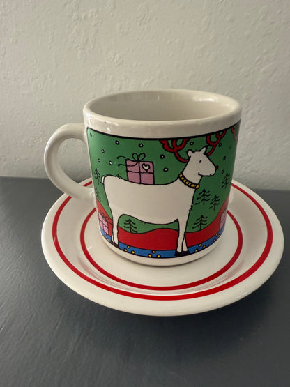 Vintage Houze Alan Wood Christmas Mug with a Saucer