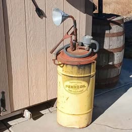 Vintage Pennzoil Oil Drum with a Lubester Dispensing Pump